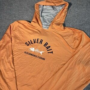 Silver Bait Fishing Shirt Mens XL Orange Performance Hoodie UV Long Sleeve Fish